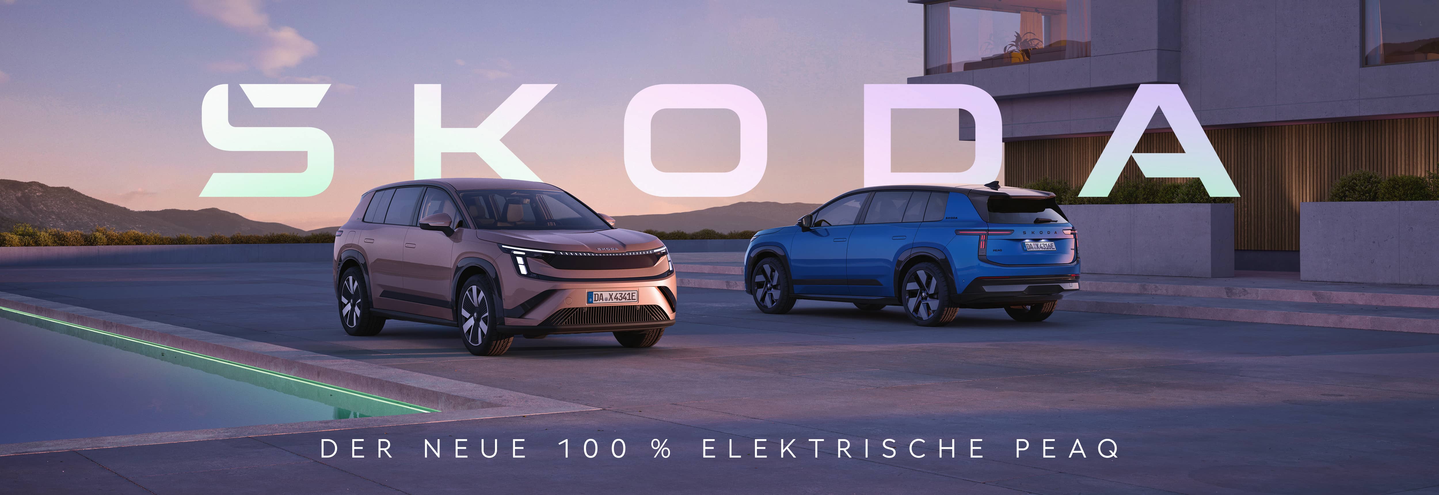 Škoda Peaq Modellvarianten in Bronze und Blau