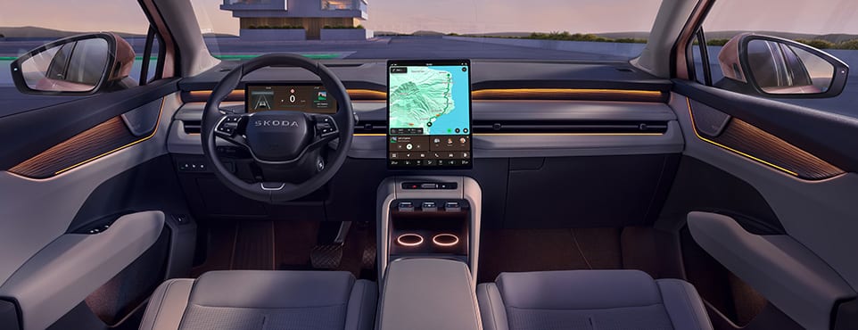 Cockpit und Mittelkonsole des Škoda Peaq